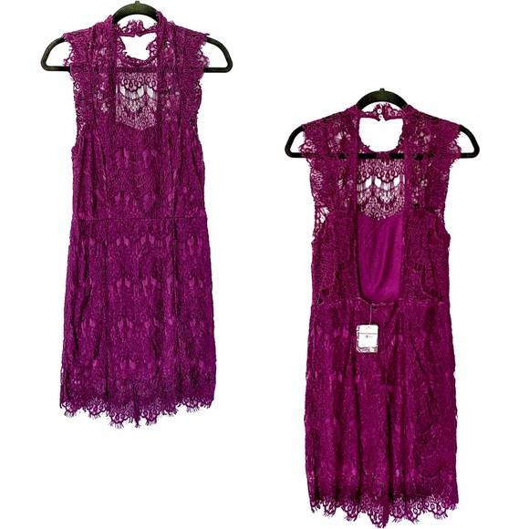 NWT Free People Daydream Lace Bodycon Slip Dress S - Picture 2 of 9